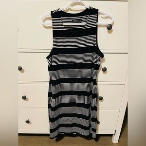 Reitmans Black and White Striped Mini Dress